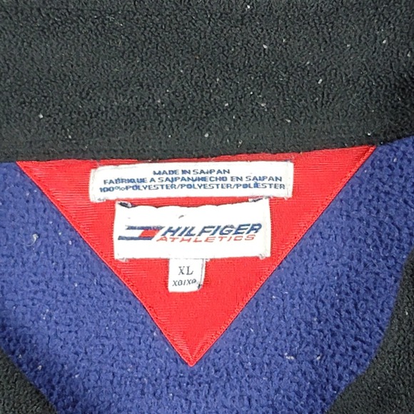 Vintage Tommy Hilfiger 1/4 Zip Men's Extra Large XL Blue Y2K Fleece Sweater - Picture 4 of 10